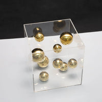 Abstract Metal Ball Artwork Square Acrylic Art Display Modern Sphere Aesthetic Decor
