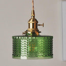 Round Green Glass Brass Pendant Lamp