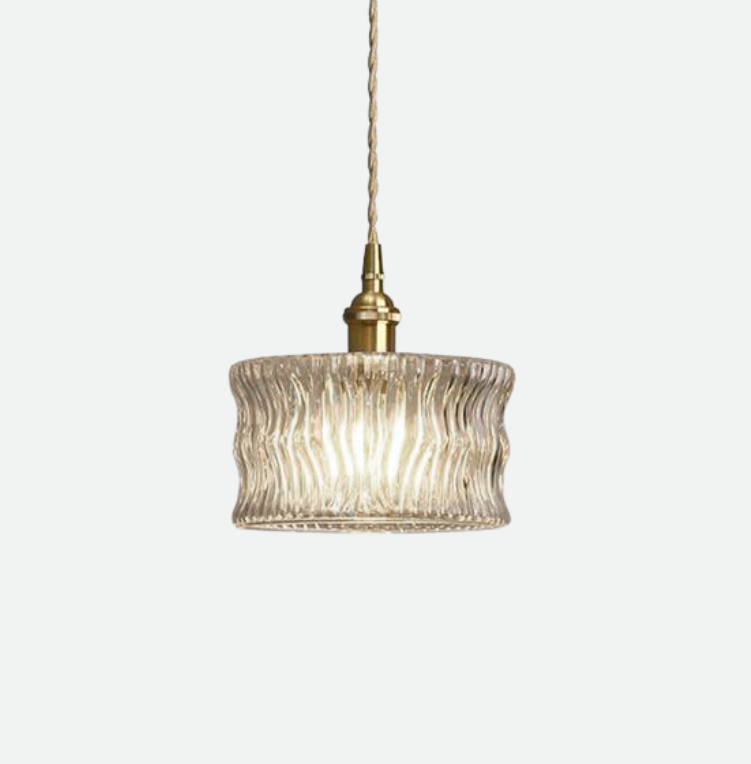 Round Transparent Glass Brass Pendant Lamp
