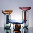 Modern Minimal Vessel Glass Vase with detachable top gradient finish resistant glass three sizes Dia 25cm 18cm 16cm