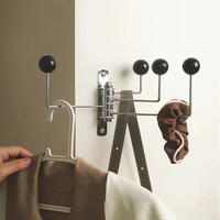 Everly Wall Hook Rack iron frame with coated rounded knobs 3 or 4 hooks wall-mounted in black white dark green or red