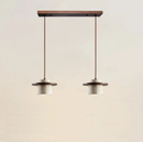 Minimalist LED pendant lamp walnut wood pendant light and travertine textured stone