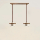 Minimalist LED pendant lamp walnut wood pendant light and travertine textured stone