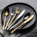 304 Rock Pattern Stainless Steel Western Tableware Golden Steak Knife, Fork, Spoon, Dessert Fork, Coffee Spoon, Hotel Restaurant Set-Letifly Lights and Decor