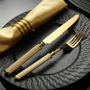 Roman Rope 304 Stainless Steel Cutlery Set Hotel Western-Style Cutlery High-End Heavy Feel Steak Knife-Letifly Lights and Decor
