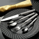 Roman Rope 304 Stainless Steel Cutlery Set Hotel Western-Style Cutlery High-End Heavy Feel Steak Knife-Letifly Lights and Decor