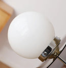 Retro glass globe chandelier with amber panels mid-century modern dining room light