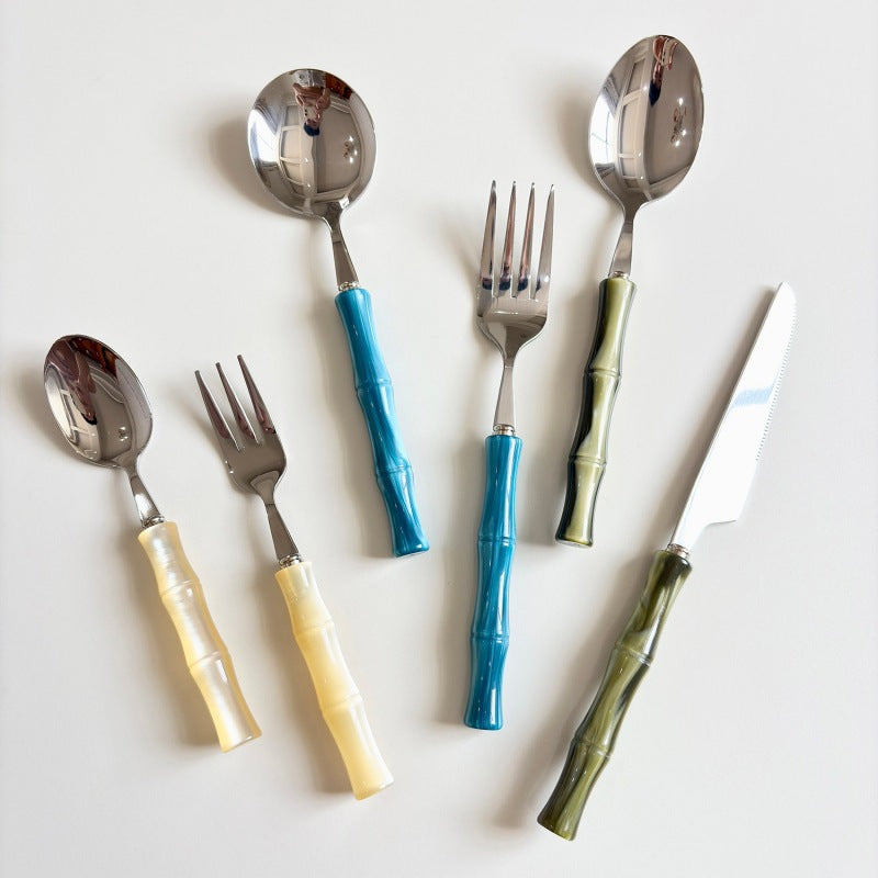 Stainless steel cutlery with acrylic handles - creative Western-style steak cutlery and dessert spoons-Letifly Lights and Decor