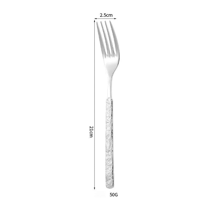 304 Rock Pattern Stainless Steel Western Tableware Golden Steak Knife, Fork, Spoon, Dessert Fork, Coffee Spoon, Hotel Restaurant Set-Letifly Lights and Decor