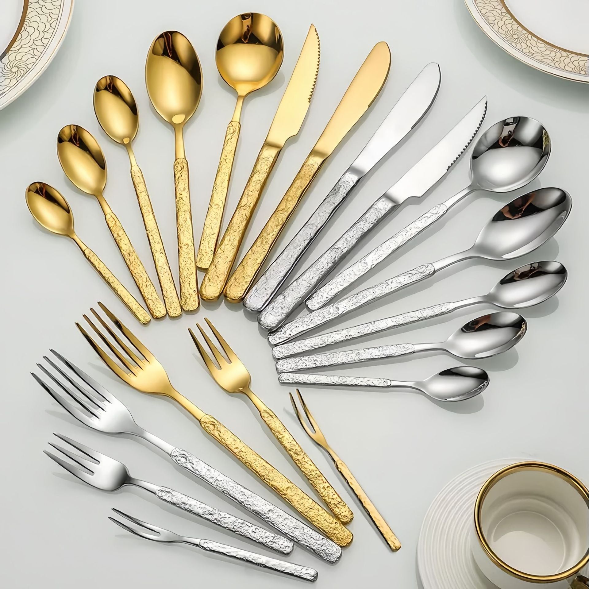 Aurelia Hammered Luster Flatware