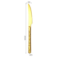 304 Rock Pattern Stainless Steel Western Tableware Golden Steak Knife, Fork, Spoon, Dessert Fork, Coffee Spoon, Hotel Restaurant Set-Letifly Lights and Decor