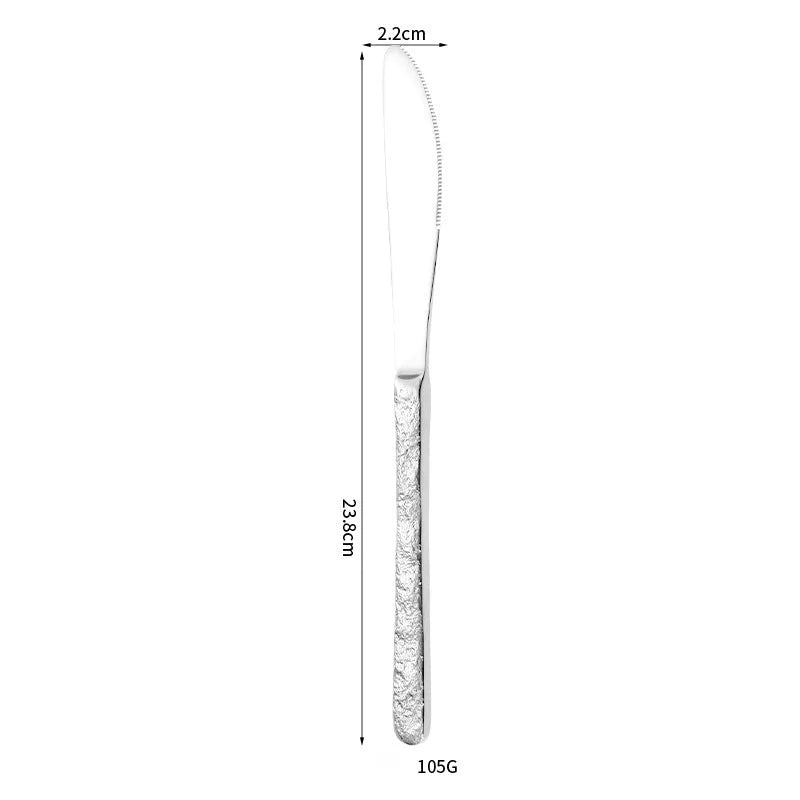 304 Rock Pattern Stainless Steel Western Tableware Golden Steak Knife, Fork, Spoon, Dessert Fork, Coffee Spoon, Hotel Restaurant Set-Letifly Lights and Decor