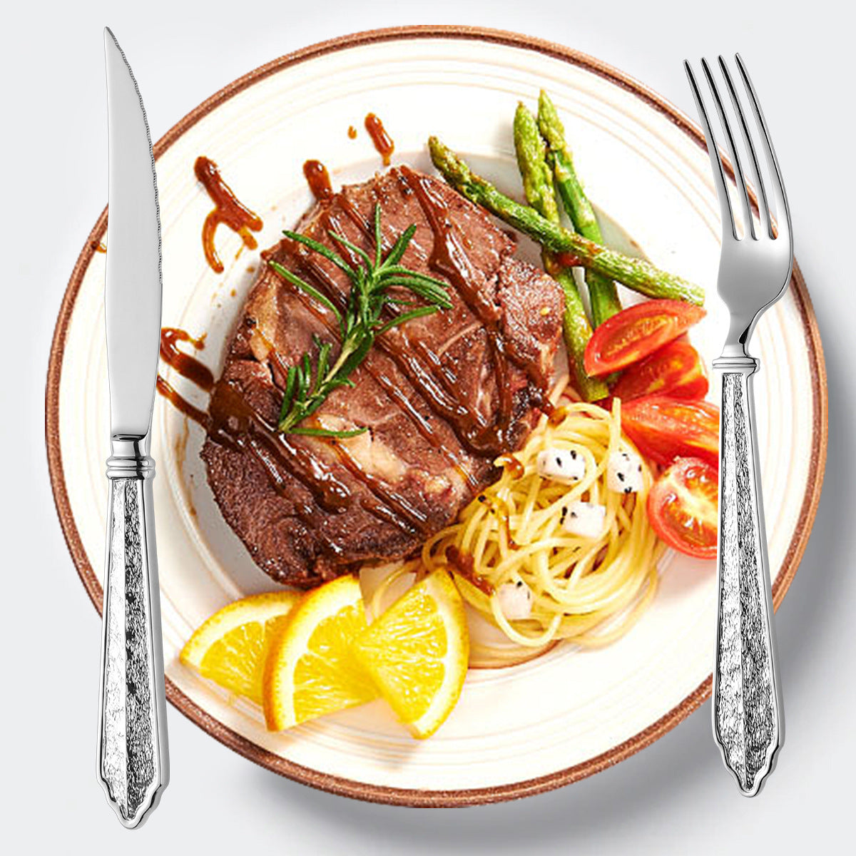 High-End European-Style 304 Forged Hotel Stainless Steel Cutlery Knife, Fork, Spoon, Western Cutlery Steak Knife, Fork, Coffee Spoon, Fork-Letifly Lights and Decor