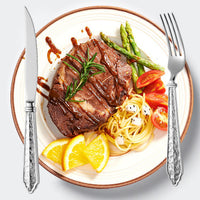 High-End European-Style 304 Forged Hotel Stainless Steel Cutlery Knife, Fork, Spoon, Western Cutlery Steak Knife, Fork, Coffee Spoon, Fork-Letifly Lights and Decor