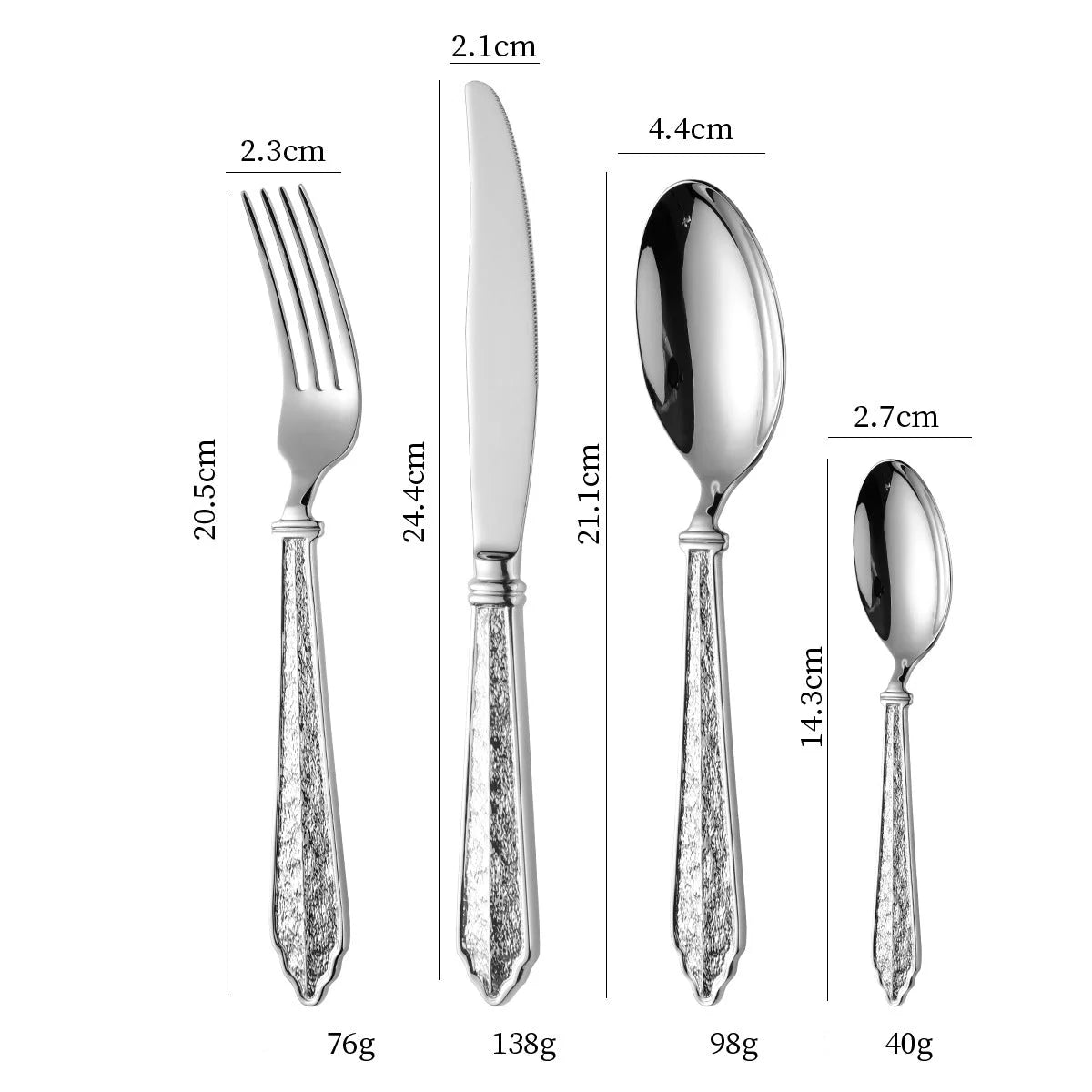 High-End European-Style 304 Forged Hotel Stainless Steel Cutlery Knife, Fork, Spoon, Western Cutlery Steak Knife, Fork, Coffee Spoon, Fork-Letifly Lights and Decor