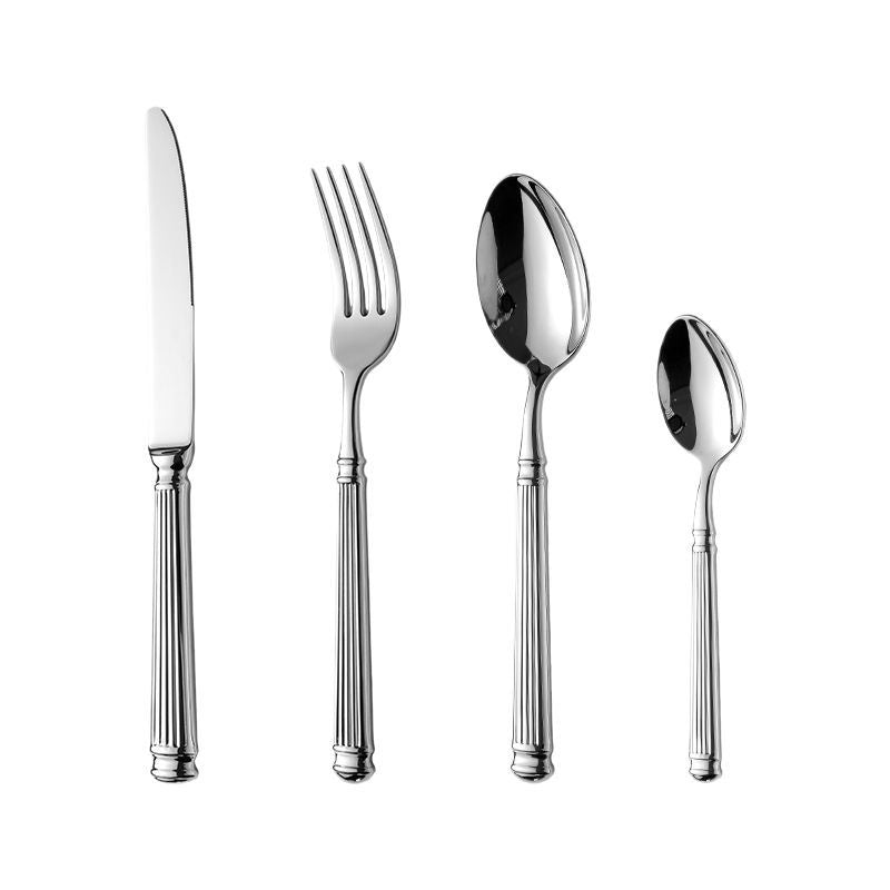 304 Stainless Steel Forged High-Quality Roman Column Western Tableware High-End Western Restaurant Hotel Table Knife, Fork, Spoon, Tea Spoon-Letifly Lights and Decor