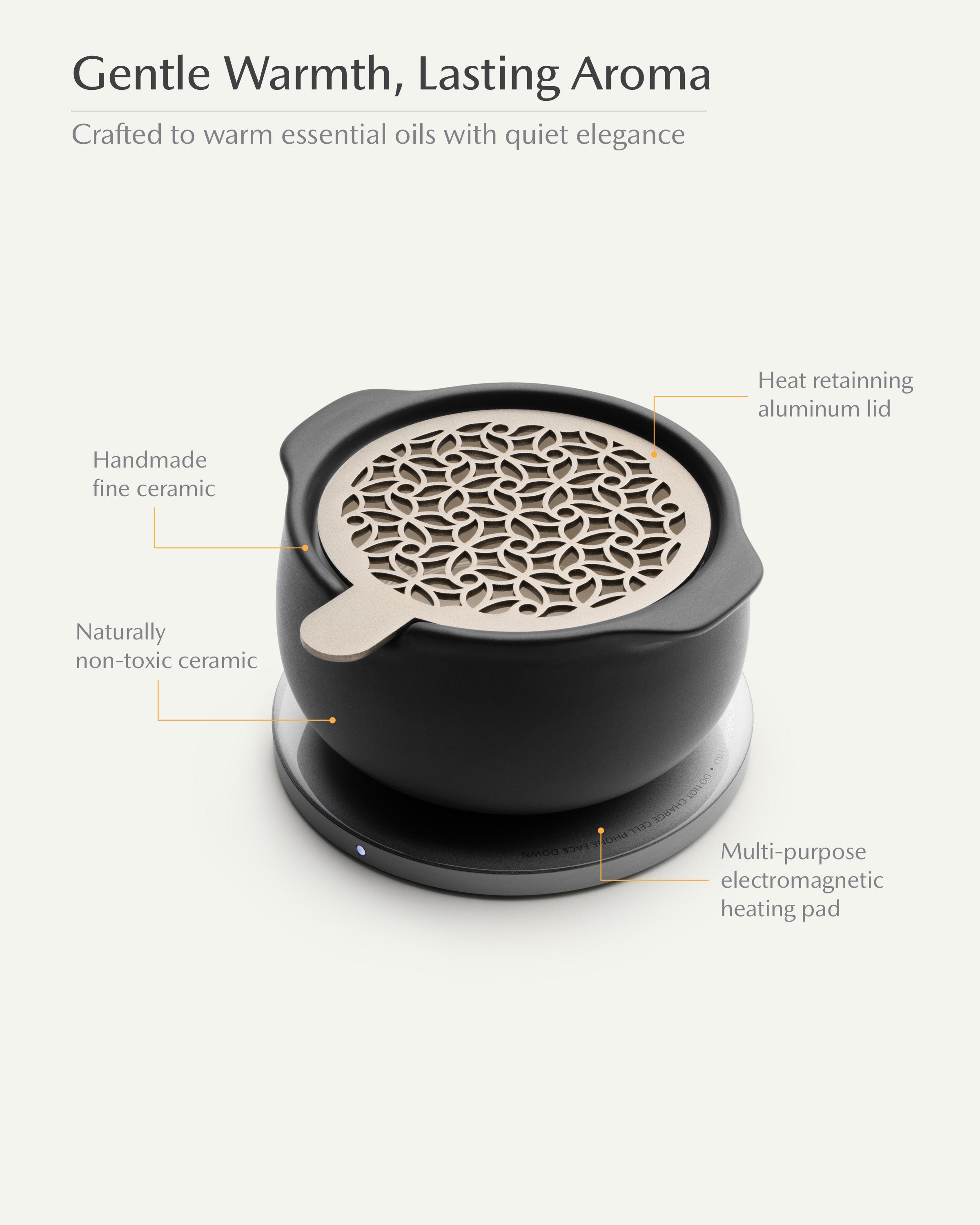 Jun Self-heating Diffuser Set - Inkstone Black-Letifly Lights and Decor