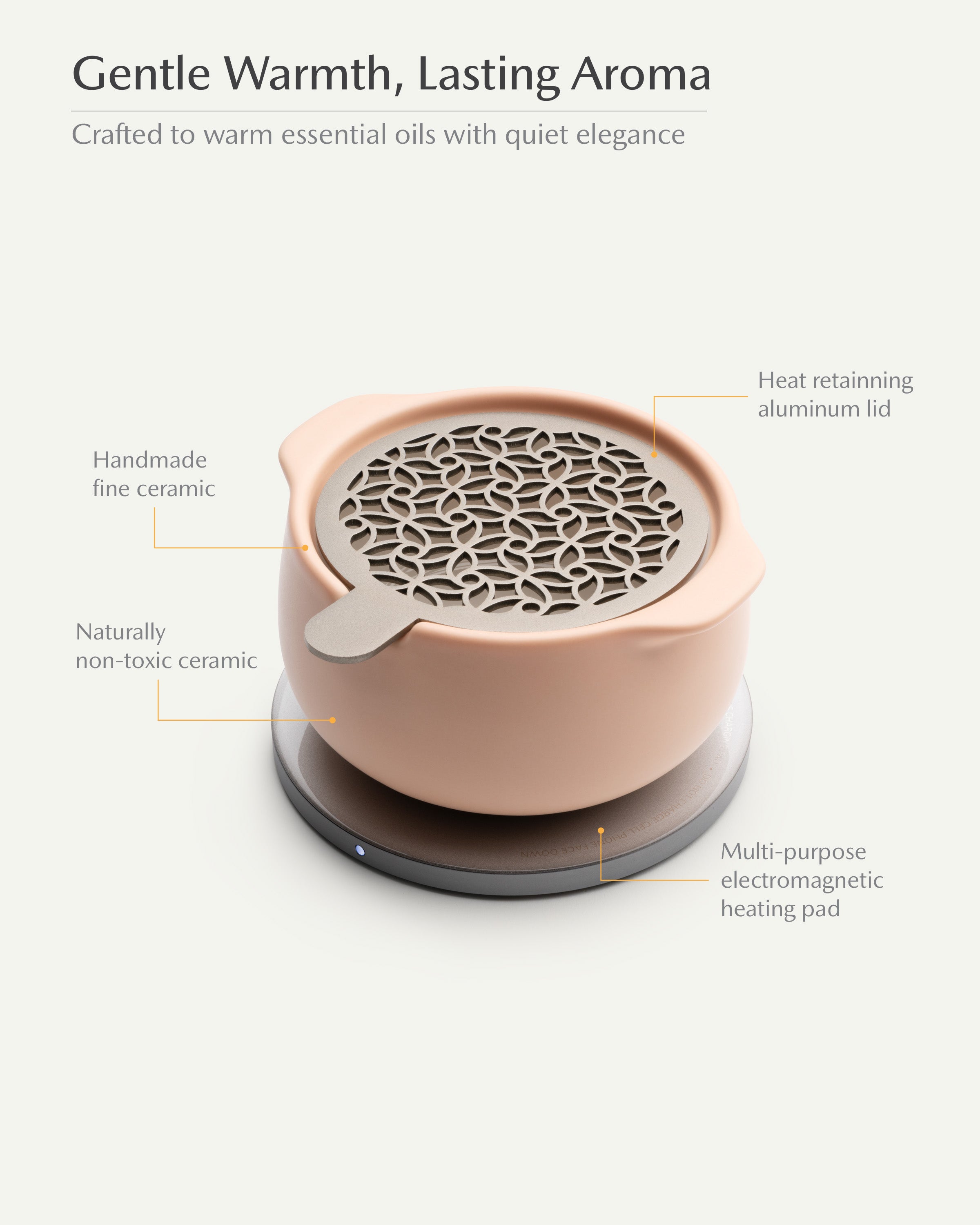 Jun Self-heating Diffuser Set - Rosy Apricot-Letifly Lights and Decor