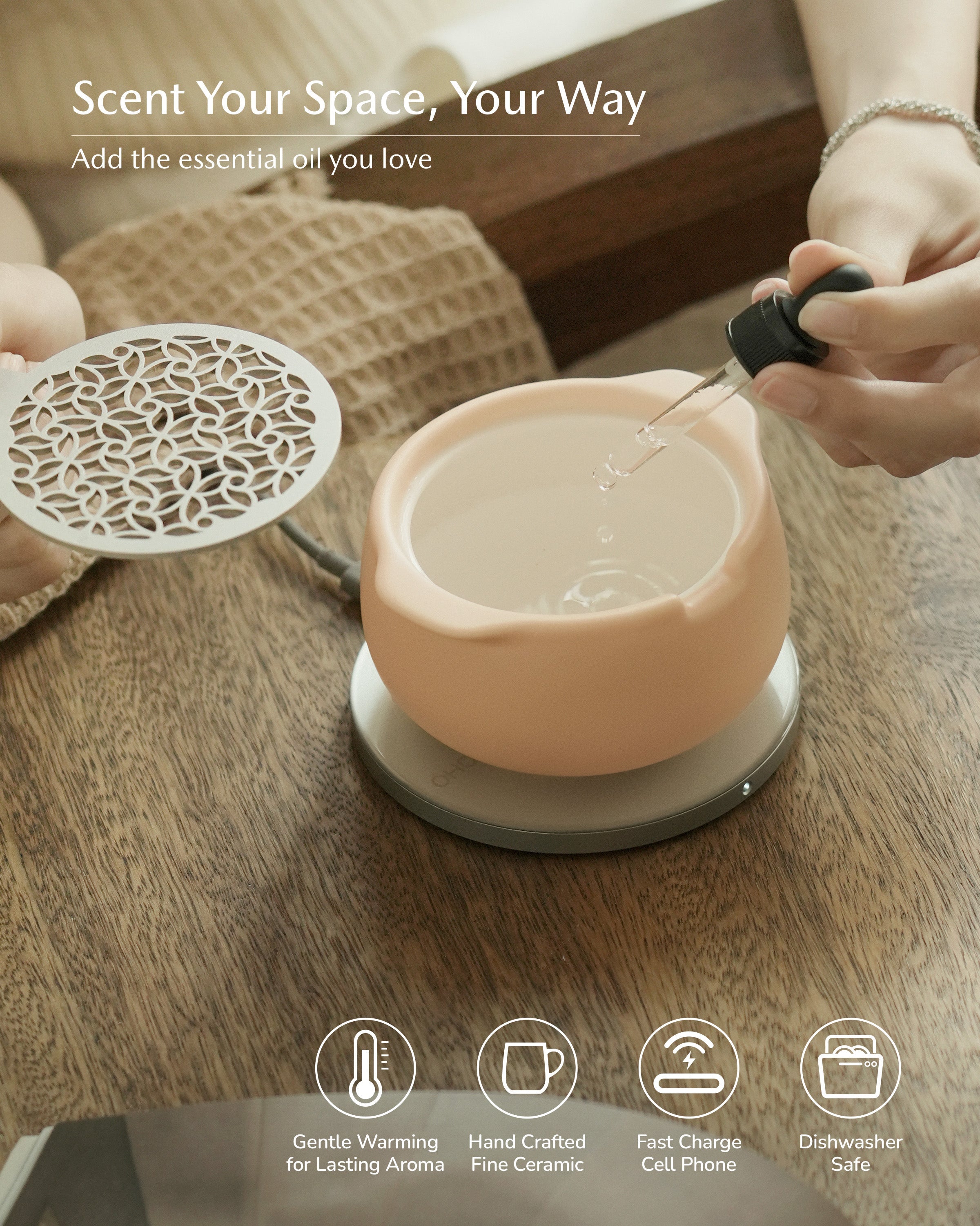 Jun Self-heating Diffuser Set - Rosy Apricot-Letifly Lights and Decor