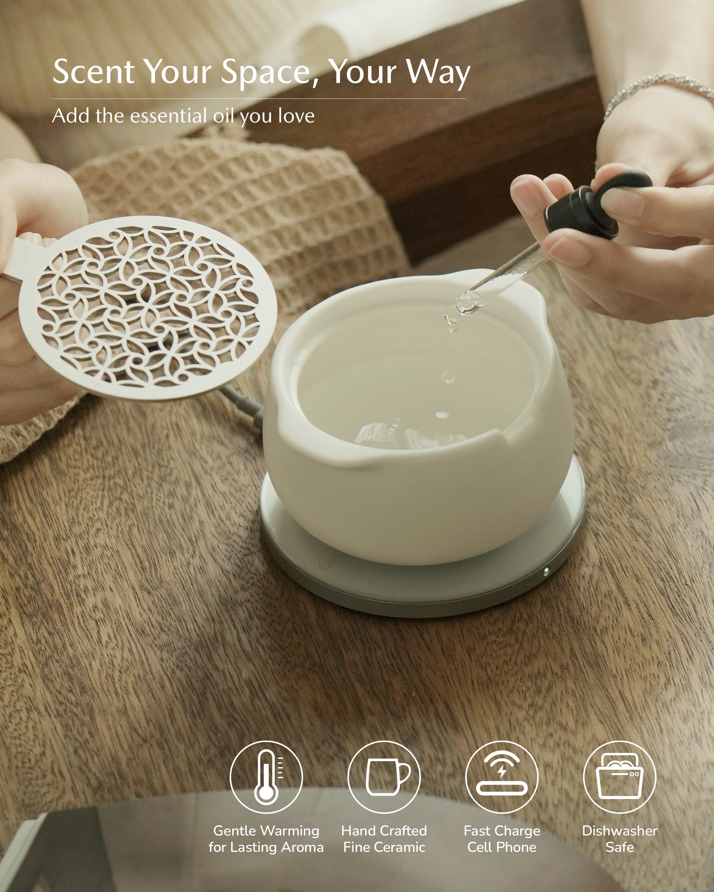 Jun Self-heating Diffuser Set - Jasmine White-Letifly Lights and Decor