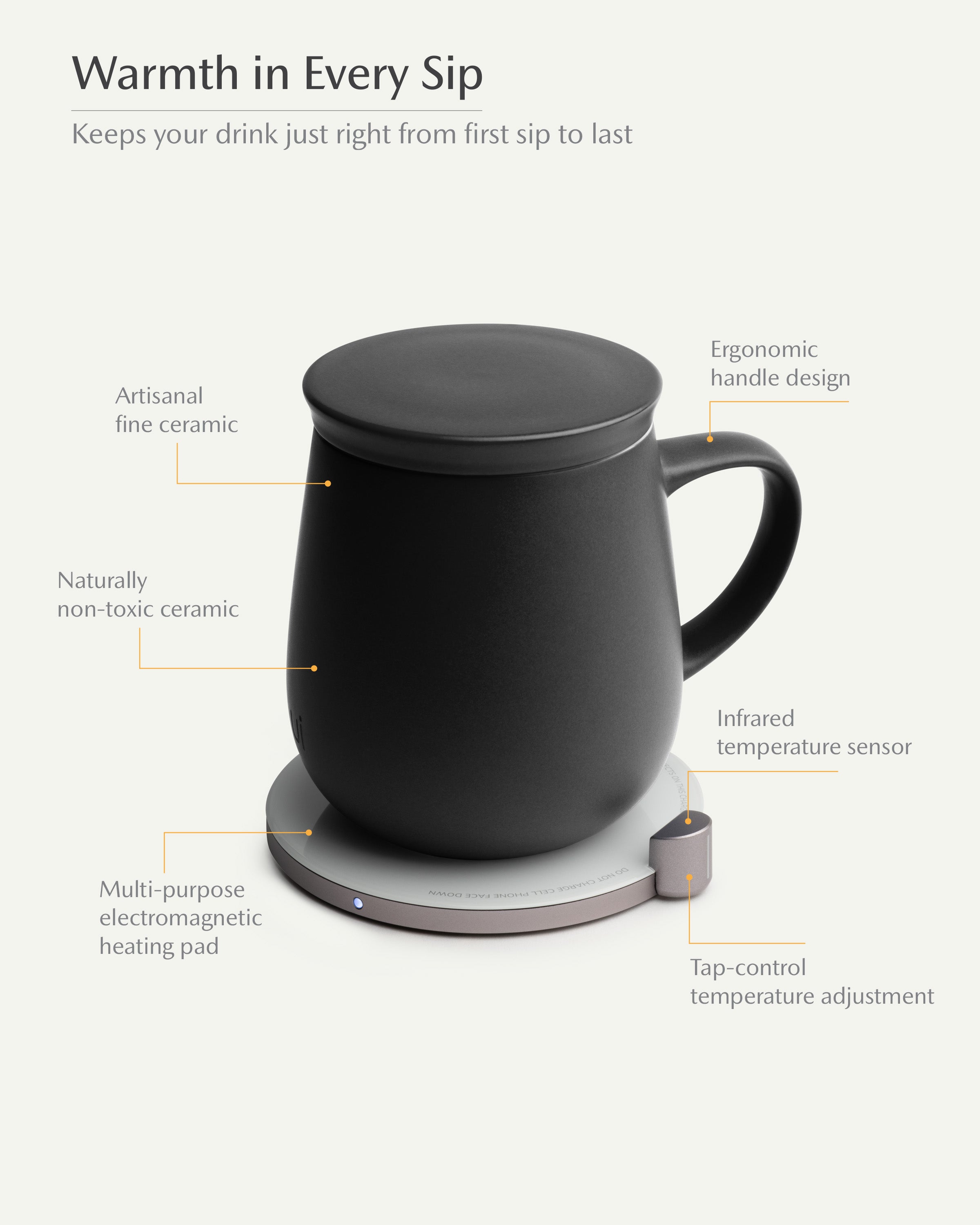 Ui Self-heating Mug Set - Inkstone Black-Letifly Lights and Decor