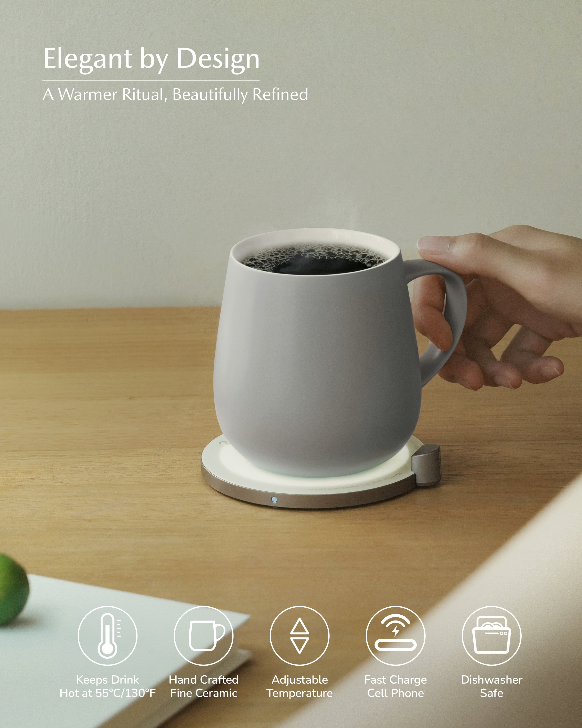 Ui Self-heating Mug Set - Soft Gray-Letifly Lights and Decor