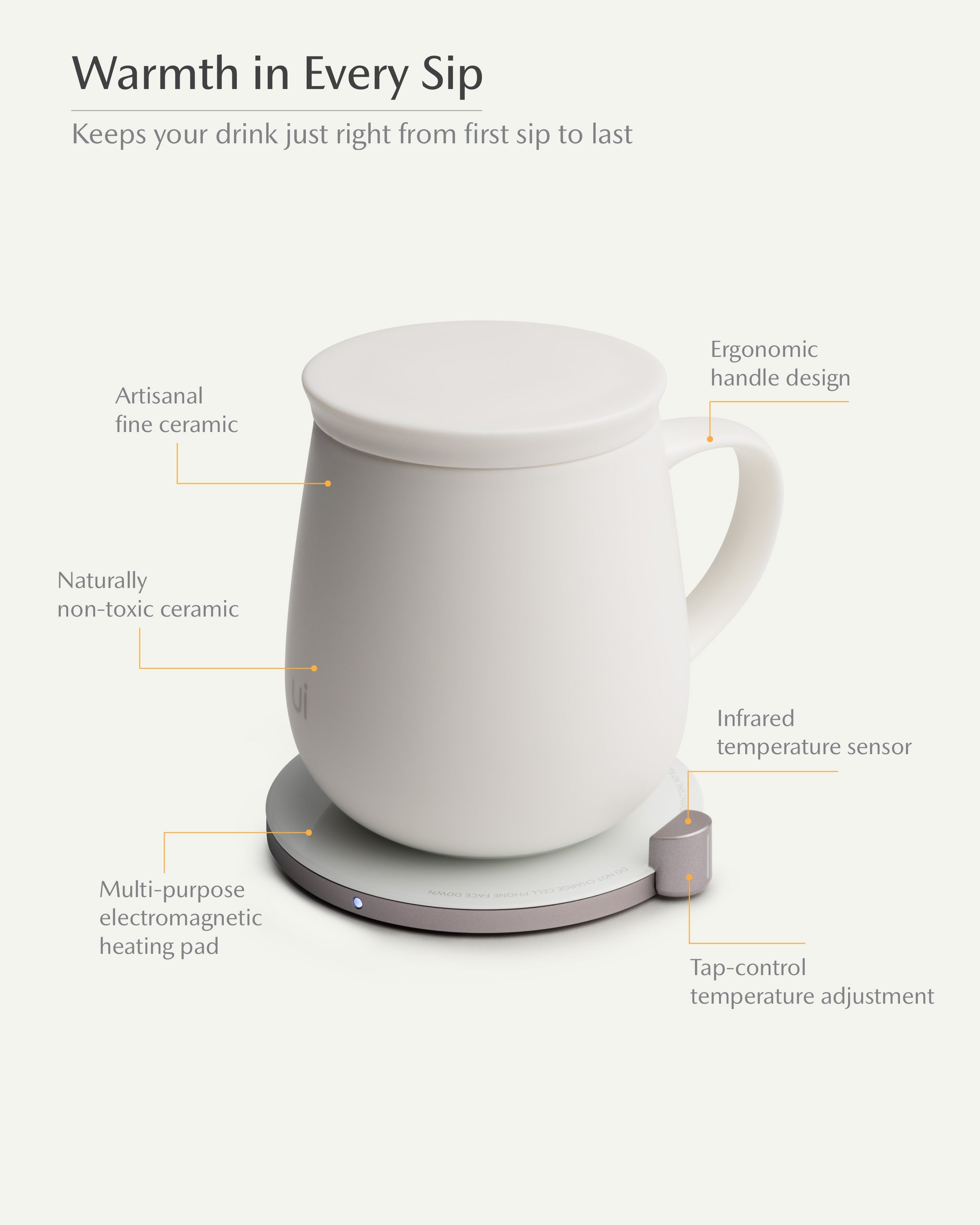 Ui Self-heating Mug Set - Jasmine White-Letifly Lights and Decor