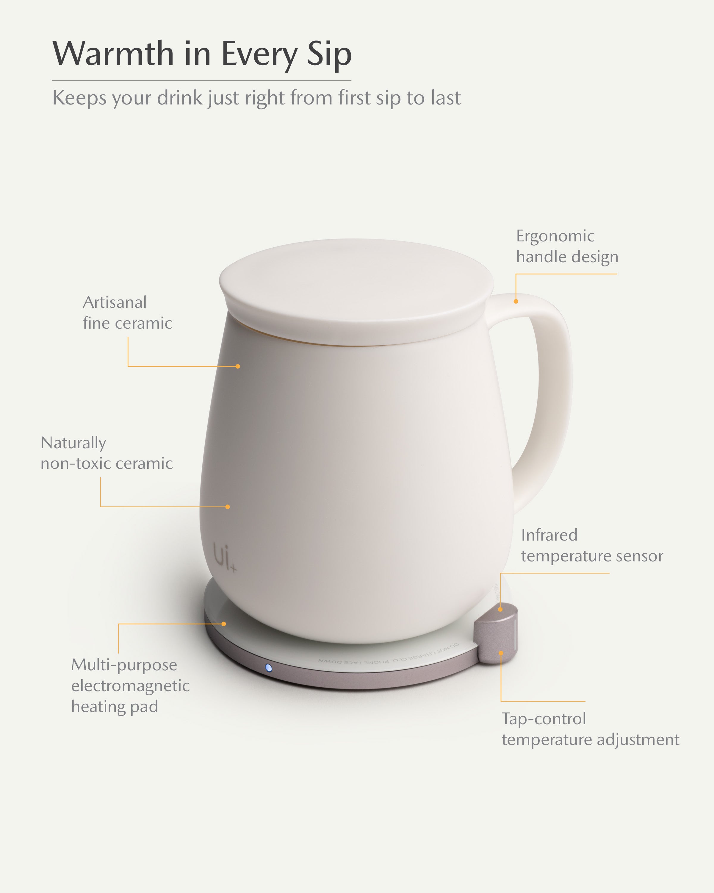 Ui+ Self-heating Mug Set - Jasmine White-Letifly Lights and Decor