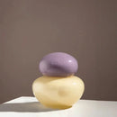 Elliptical Colored Pebble Stone Glass Vase