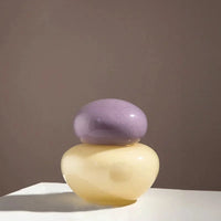 Elliptical Colored Pebble Stone Glass Vase