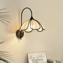 Petal Bloom Wall Lamp with abaca petal-like cloth shade brushed iron frame E27 LED warm light 37x30x40cm