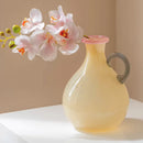 Handblown Glass Vase Colorful Dual Tone Spout Handle Pedestal Decorative Home Accent