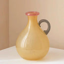 Handblown Glass Vase Colorful Dual Tone Spout Handle Pedestal Decorative Home Accent