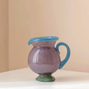 Handblown Glass Vase Colorful Dual Tone Spout Handle Pedestal Decorative Home Accent