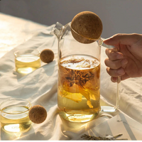 Borosilicate Glass Teapot with cork lid large capacity teapot heat-resistant glass 