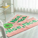 statement graphic tufted bath mat and runner rug in contrast colors
