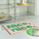 statement graphic tufted bath mat and runner rug in contrast colors