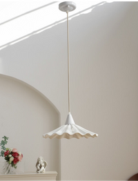 Pleated Flower Glazed Ceramic LED Pendant Light