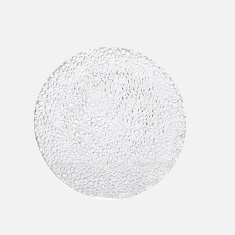 Elegant embossed round dinner plate for serving textured clear plate