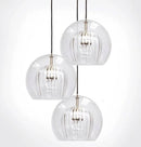 Round Clear Textured Glass Orb Ceiling Mounted Pendant Light