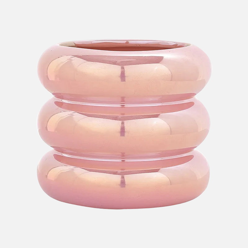 Ripple Ring Glazed Ceramic Vase and Desktop Organizer
