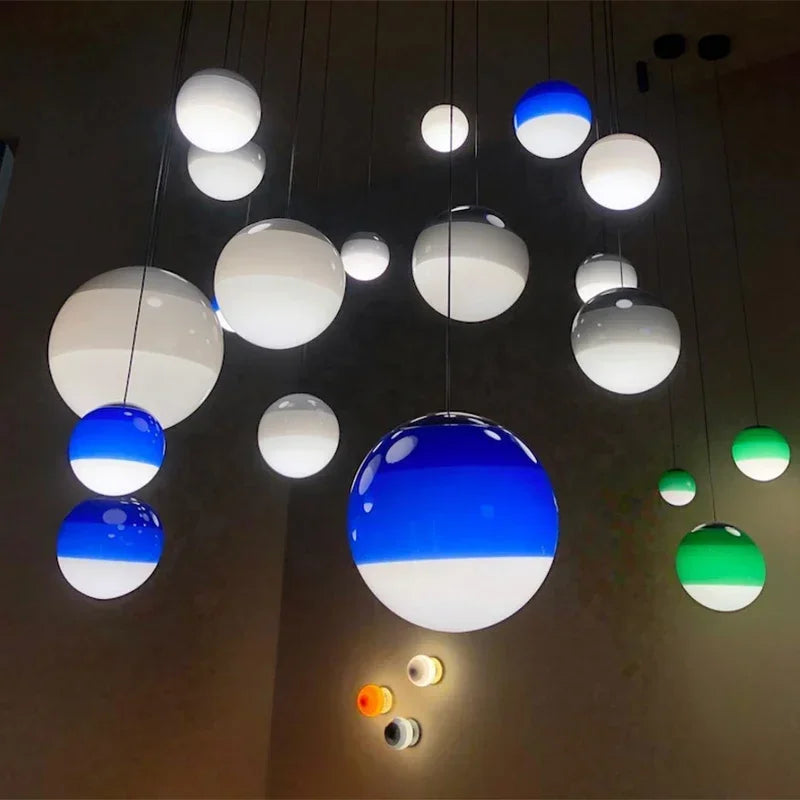 Modern Creative Colored Glass Ball LED Chandelier Restaurant Living Room Bedroom Hotel Art Pendant Lamp Home Decor Light Fixture-Letifly Lights and Decor