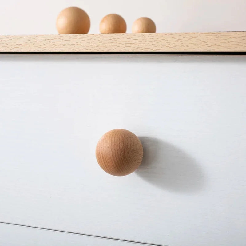 Ball Knob Drawer Pulls Natural Walnut / Ash / Beech Decor Ball Kitchen Cabinet Handles Simple Wooden Furniture Hardware-Letifly Lights and Decor