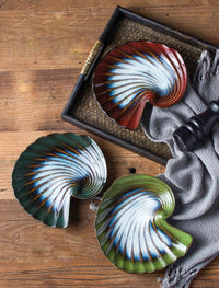 Ceramic shell plate kiln glaze ocean-inspired tableware