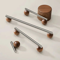 Furniture Hardware Nordic Art Handle/walnut Wood+Brass Handles and Knobs Drawer Pulls Kitchen Cabinet Knobs-Letifly Lights and Decor