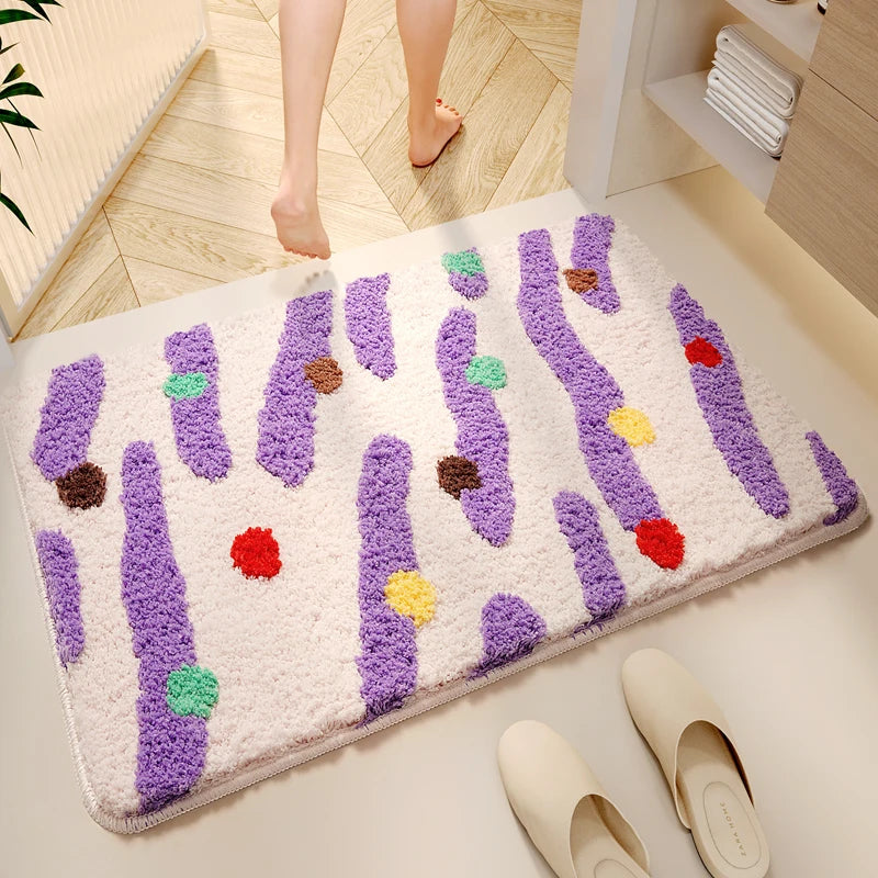 VIKAMA Candy Color Clash Floor Mat Soft Skin Non-Slip Room Entry Foyer Living Room Multi-Scene Wave Color Dots Ins Style Decor-Letifly Lights and Decor