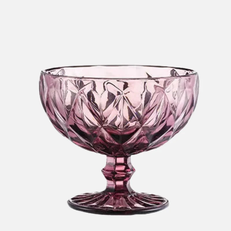 1 PC Vintage Embossed Solid Colored Goblet 300ml 10oz Glasses Goblets Stemware Ice Cream Dessert Cocktail Glass Cup Table Decor-Letifly Lights and Decor