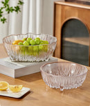 Clear ripple glass serving bowl scalloped edge fruit salad bowl modern decorative tableware