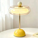 Mid-Century Modern Glass Table Lamp Vintage LED Bedside Desk Lamp Golden Metal Pole Bedroom Nightstand Decor Light-Letifly Lights and Decor