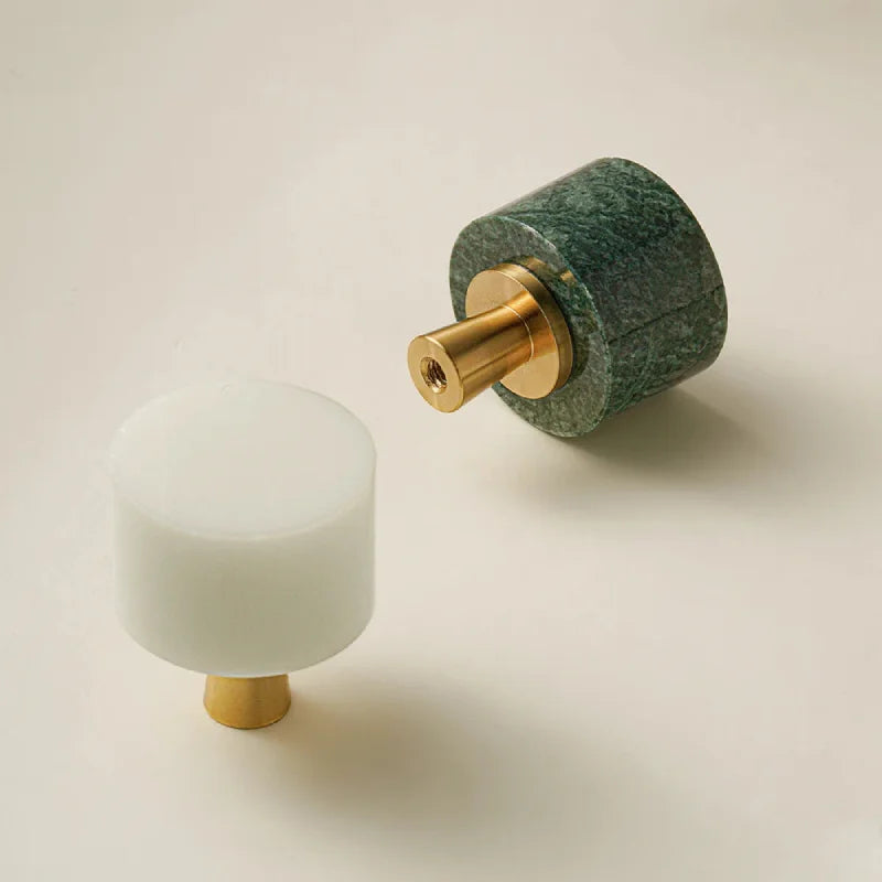 Brass Marble Crystal Stone Furniture Handles White Green Long Round Pulls Cupboard Dresser Drawer Cabinet Knobs-Letifly Lights and Decor
